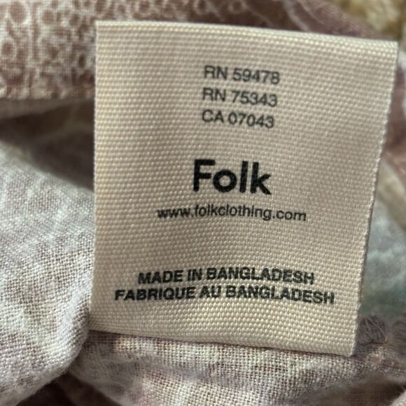 Folk Maui Short Sleeve Button Down Floral Shirt Linen Blend Pink Cream Size XL - Picture 4 of 8